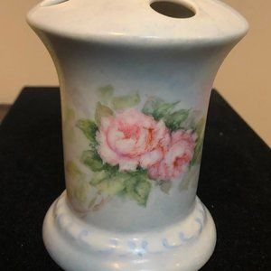 HandPainted Vintage Toothbrush Holder Pink Roses